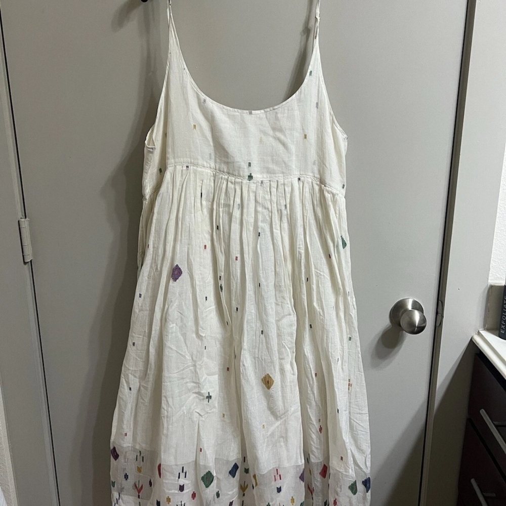Injiri Elegant White Midi Dress with Colorful Accents dress Sz XL (item 14.2)